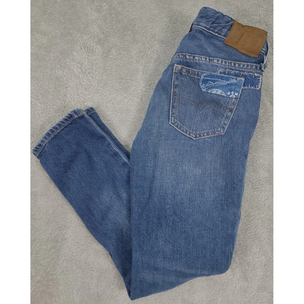 Polo Ralph Lauren Girls The Astor Slim Boyfriend Patchwork Denim Jeans - Size 7‎